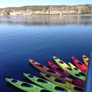 Kayaks ready to go at Protection Island off Port Townsend