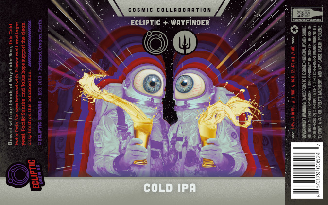 label artwork for new beer released by Wayfinder Beer Co. and Ecliptic Brewing