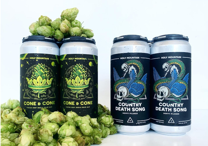 Holy Mountain Brewing fresh hop beer in cans.