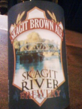 The new logo incorporated into the brown ale label.