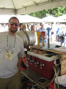 Marcus Connery serving beer at the Washington Brewers Festival.