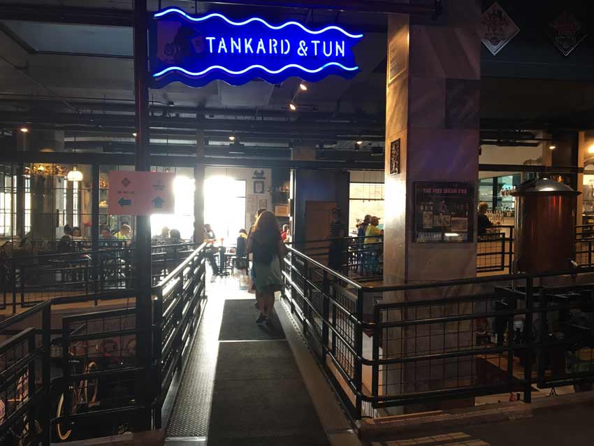Tankard and Tun is at street level above the subterranean pub. It is there to greet people when they step in off of 1st Ave.