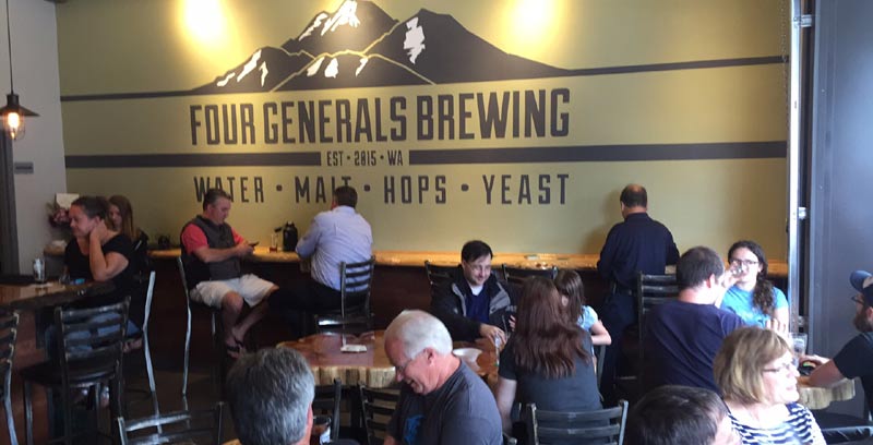 Four Generals Brewing in Renton. Not a huge taproom, but the owners decided there's enough room for the kids. 