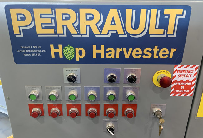 perrault hop harvester control panel at Mill 95.