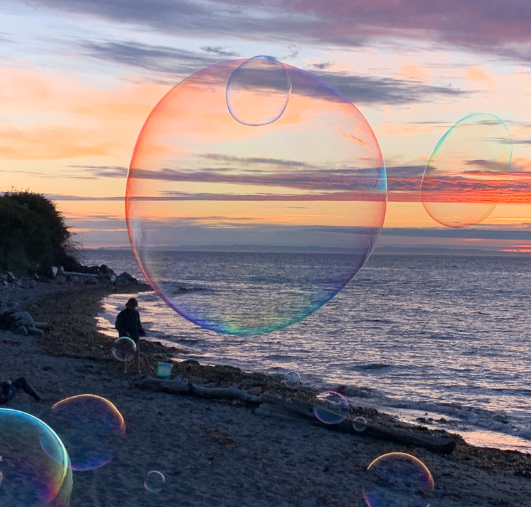 sunset with bubbles at North Beach Park.