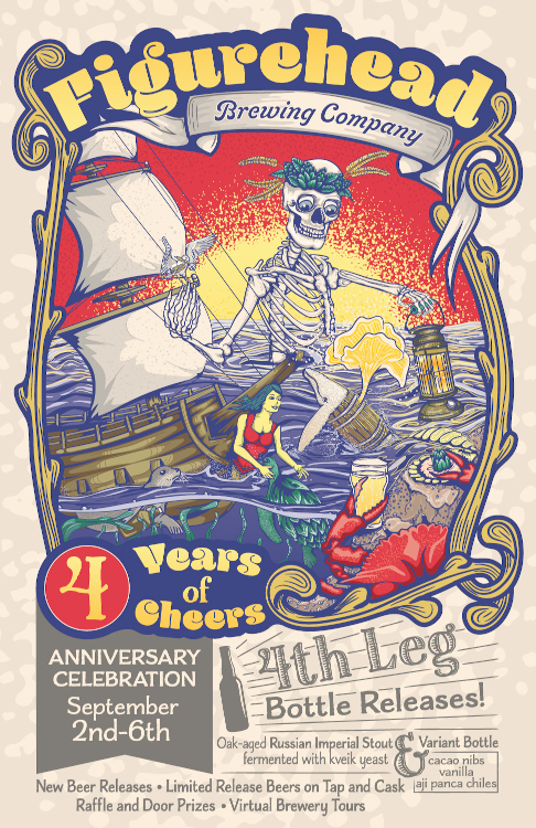 figurehead brewing anniversary party poster