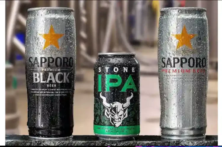cans of beer from Stone and Sapporo