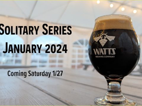 A glass of Watts Brewing Solitary Series imperial stout