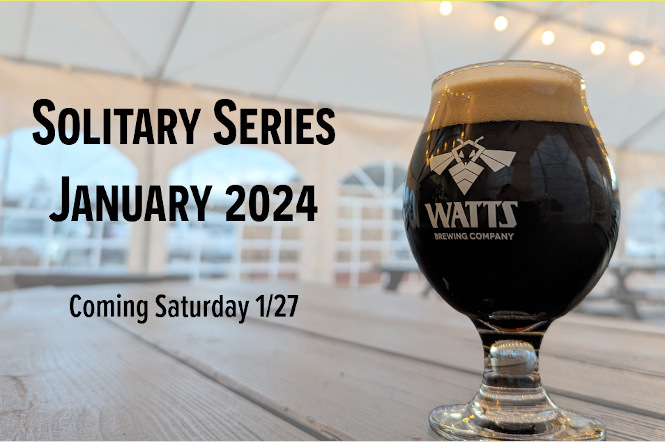 A glass of Watts Brewing Solitary Series imperial stout