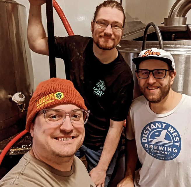 Picture of the collaboration team from Logan Brewing and Distant West Brewing.
