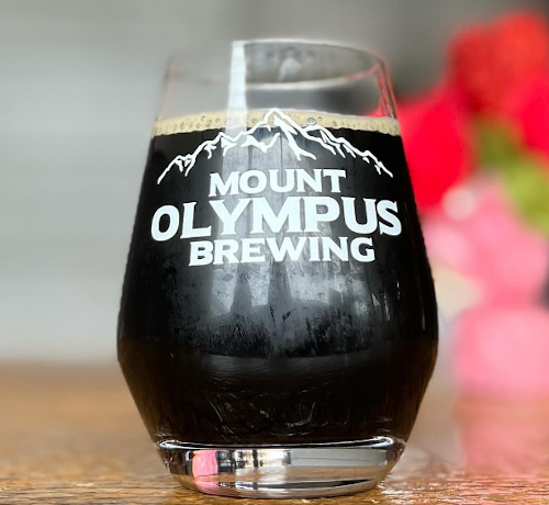A glass of Mount Olympus Brewing's beer. 