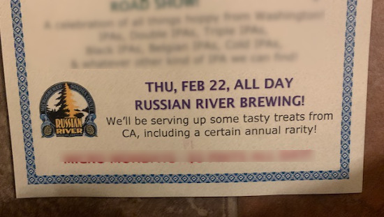 Poster for Russian River Brewing event.