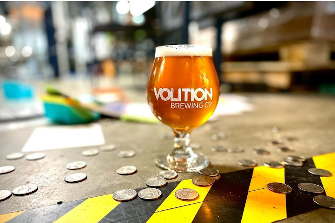 A glass of Quarter Bandit IPA by Volition Brewing.