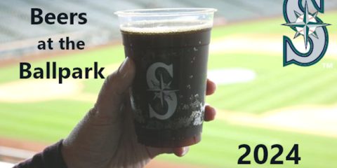 A glass of beer with the ballpark in the background.