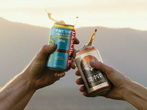 Two cans of non-alcoholic beer from Deschutes Brewery.