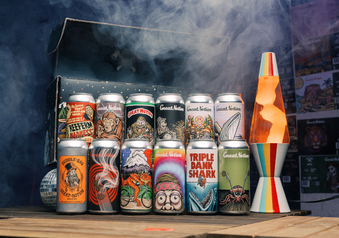 A selection of canned beer from Great Notion.,