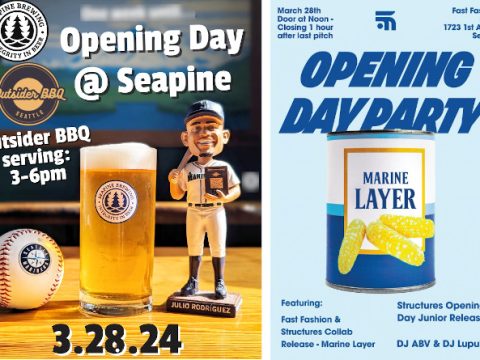 Events at breweries for the Mariners Opening Day.