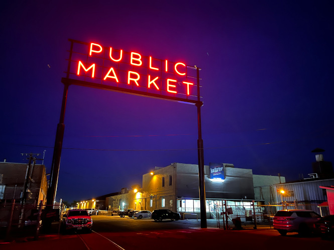 Public Market sign outside Ice Harbor Brewing. 