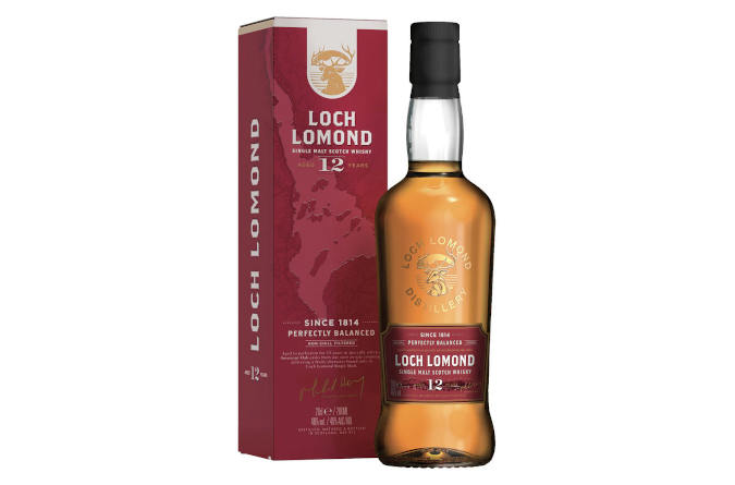 A bottle of Loch Lomond 12 Year Old from Loch Lomond Distillery.
