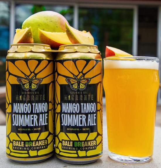 Two cans and one pint of Mango Tango Summer Ale.