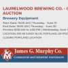 Announcement for a brewery auction.