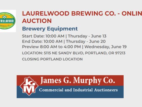 Announcement for a brewery auction.