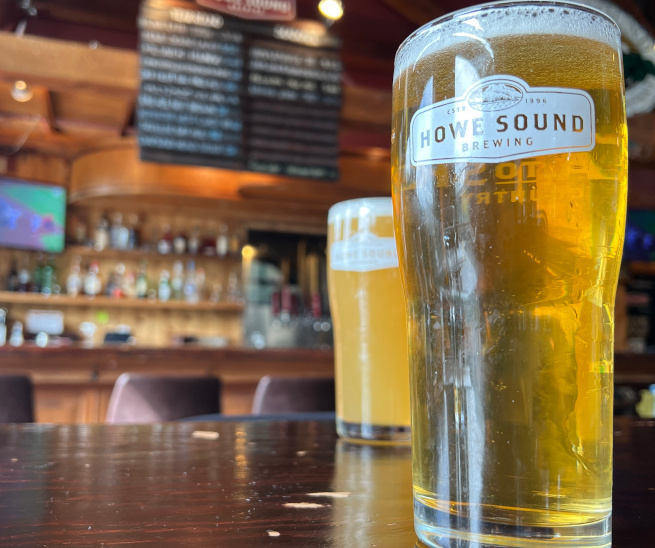 Pints of beer at Howe Sound Brewing.
