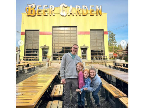 The Stemma Brewing family in the beer garden.