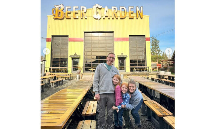 The Stemma Brewing family in the beer garden.