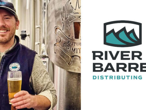 River Barrel Distributing's logo alongside a picture of the new owner, Joe Cohen.