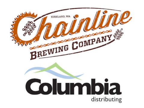 Logos for Chainline Brewing and Columbia Distributing against a white background.