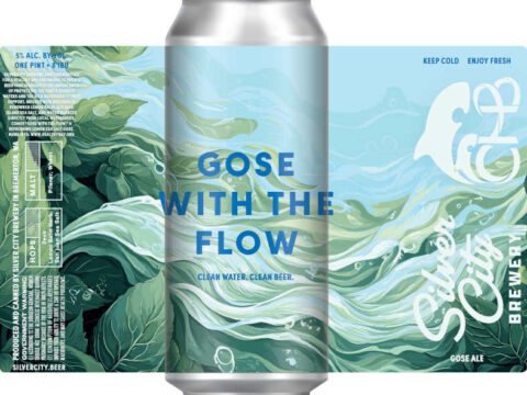 Label artwork for Gose With The Flow, a beer brewed for Tacoma Beer Week.