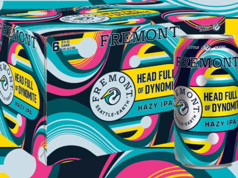 A box of cans of Head Full of Dynomite Hazy IPA