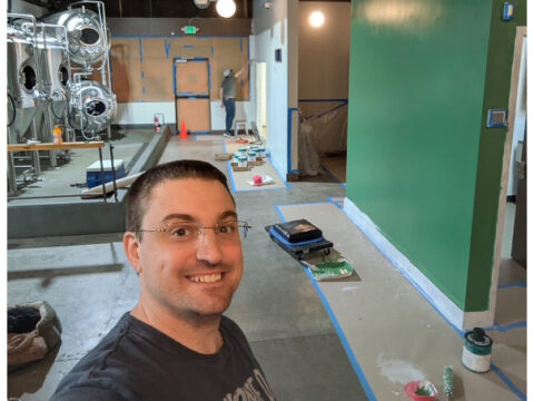 Chris Polumbo standing in the new brewery