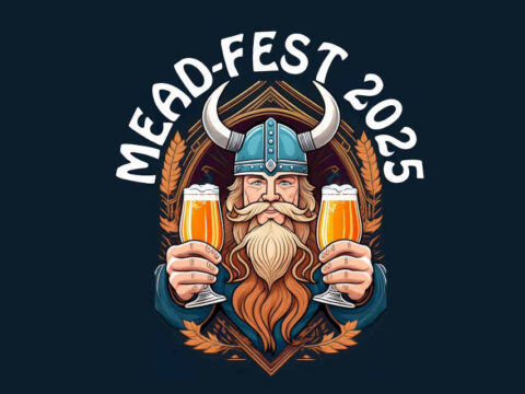 Inaugural Mead Fest Wants You and/or Your Creations A small poster for Mead Fest, with a illustration of a viking with two glasses of mead