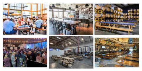 A Directory of Event Venues at Breweries, Taprooms, and Bars a collage of several different event venues at breweries and taprooms