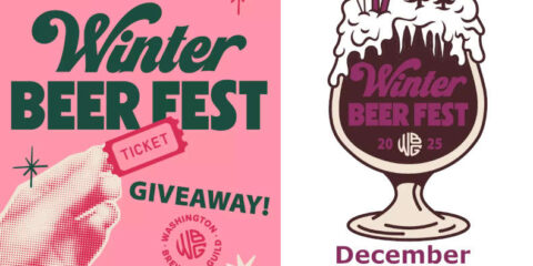 Logos in pink and brown for a beer festival