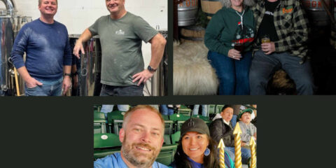 three separate photos of people