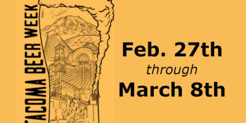 The Tacoma Beer Week logo against a gold background