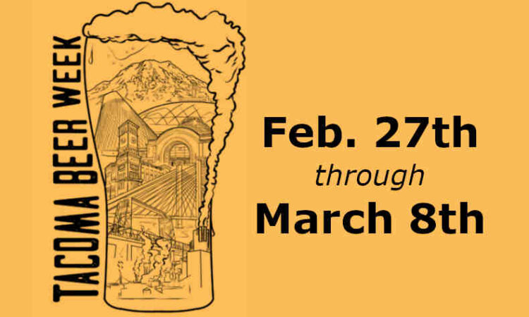 The Tacoma Beer Week logo against a gold background