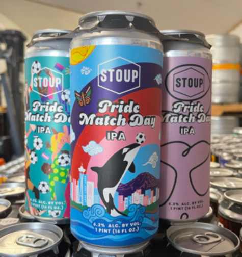 colorful cans of beer to celebrate Pride