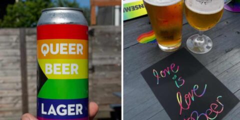 A colorful can of beer to celebrate Pride