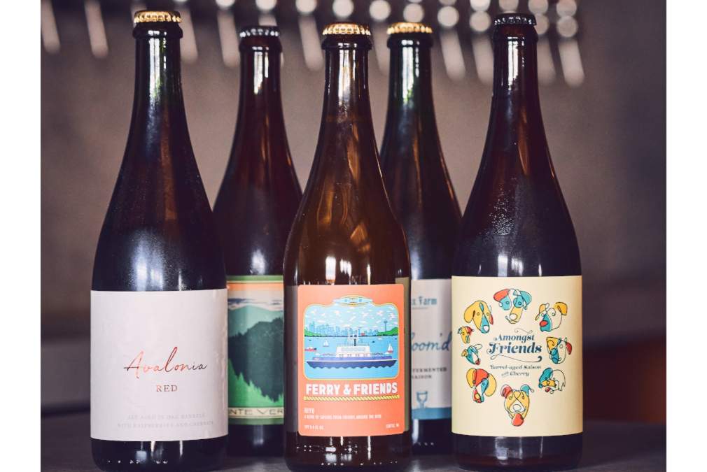 Five bottles of fancy beer