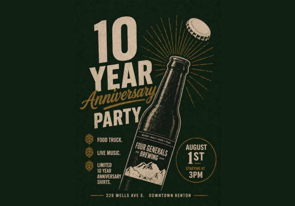 Four Generals Brewing. Ten Years of Being Right. Maybe Now You'll Listen