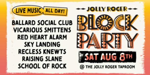 A poster for a party at a brewery in yellow and pink
