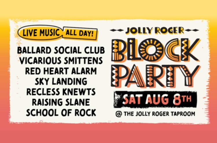 A poster for a party at a brewery in yellow and pink
