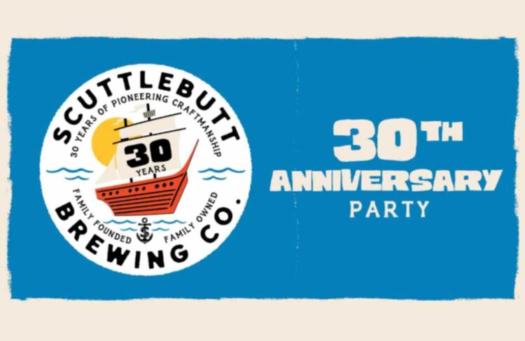 Poster for the anniversary party at scuttlebutt brewing