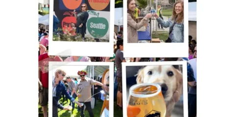 Ticket Discount Code – Cider Summit Seattle Returns for a 15th Delicious Year a collage of photos of people enjoying a cider festival