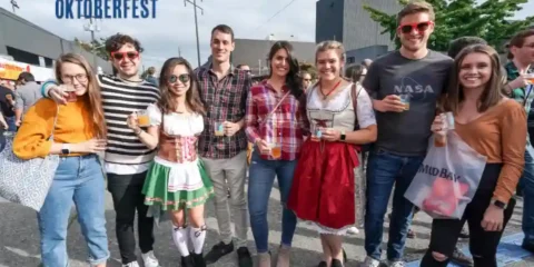 Seattle’s Largest Beer Fest Returns to the Streets of Fremont, September 18 – 20 A group of friends at Fremont Oktoberfest pose for the camera