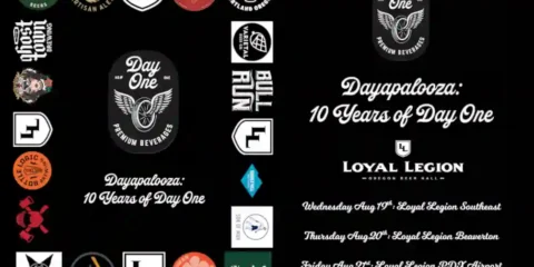 Day One Distribution Presents “Dayapalooza” Tap Takeovers Across Portland Poster for the Dayapalooza celebration, black background with several brewery logos